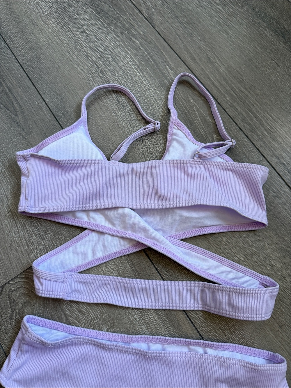 Lilac Ribbed Wrap Bikini Set - Picture 3 of 6